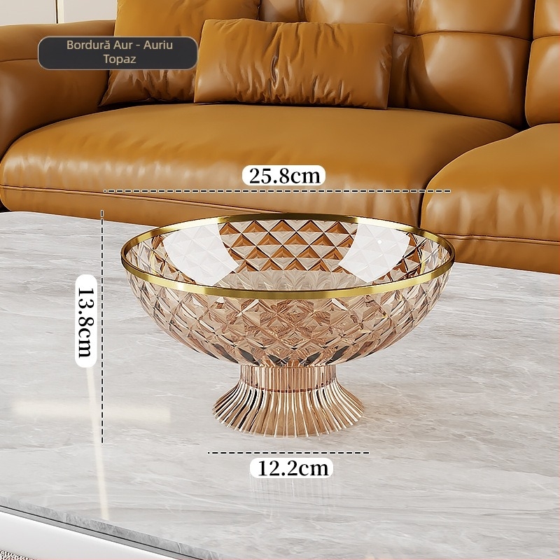 Platou de fructe sigilat cu capac, din plastic; Brand Other Homes; Stil lux ușor și retro