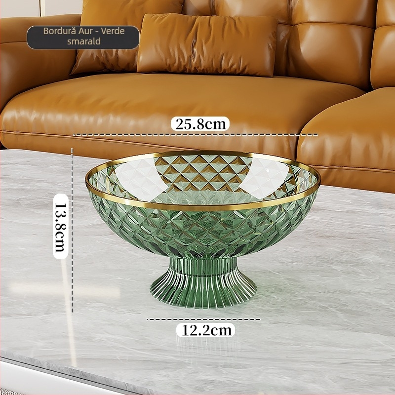 Platou de fructe sigilat cu capac, din plastic; Brand Other Homes; Stil lux ușor și retro