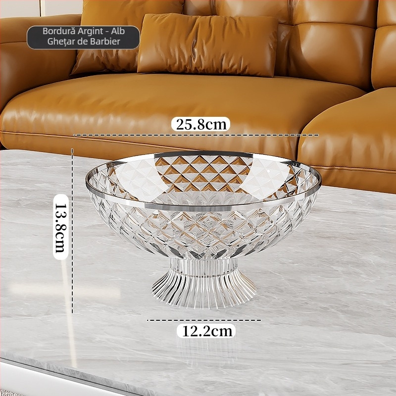 Platou de fructe sigilat cu capac, din plastic; Brand Other Homes; Stil lux ușor și retro