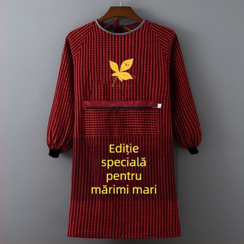Șorț fără mâneci, din bumbac, anti-murdărire, model carouri, rezistență sporită la uzură