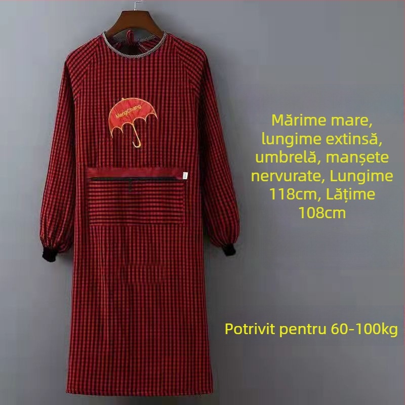 Șorț fără mâneci, din bumbac, anti-murdărire, model carouri, rezistență sporită la uzură