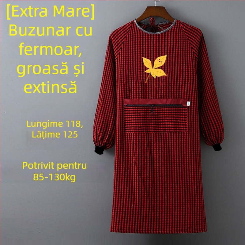 Șorț fără mâneci, din bumbac, anti-murdărire, model carouri, rezistență sporită la uzură