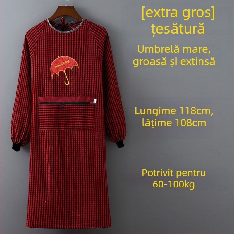 Șorț fără mâneci, din bumbac, anti-murdărire, model carouri, rezistență sporită la uzură