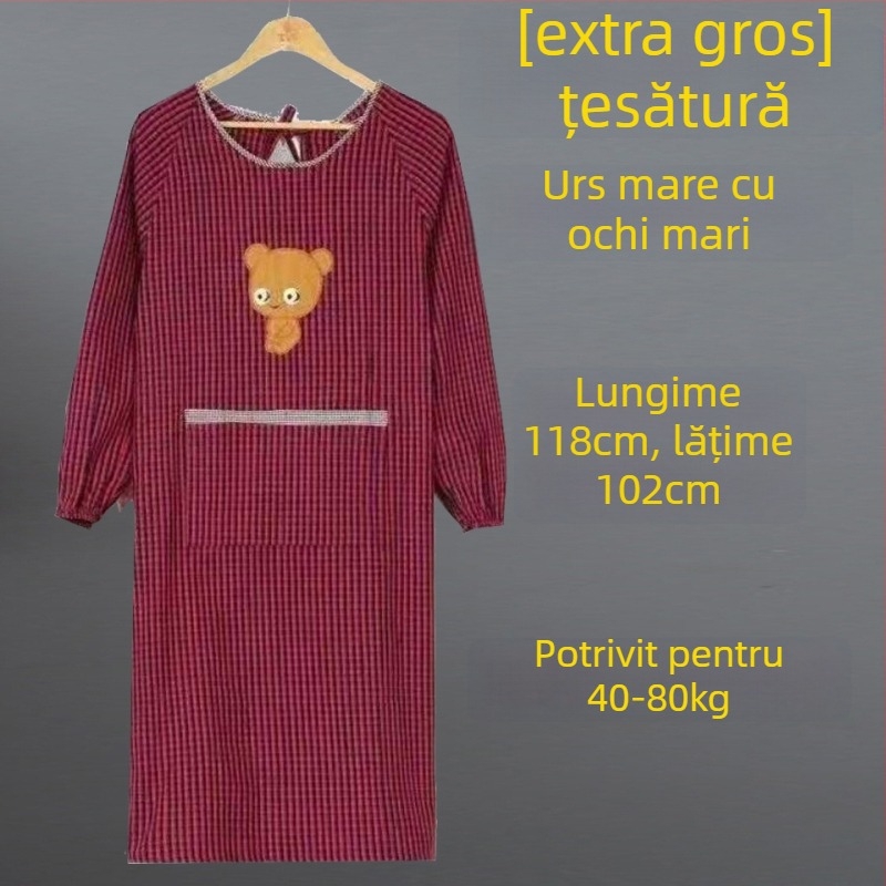 Șorț fără mâneci, din bumbac, anti-murdărire, model carouri, rezistență sporită la uzură