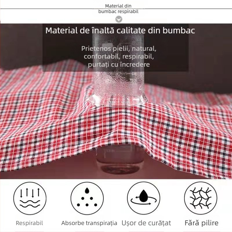 Mengchang halat din bumbac 100% fără mâneci, cu buzunare duble, model floral/frunze, protecție împotriva murdăriei pentru bucătărie