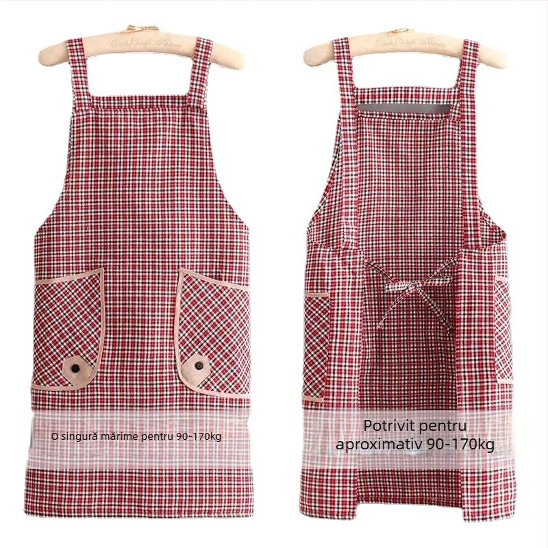 Mengchang halat din bumbac 100% fără mâneci, cu buzunare duble, model floral/frunze, protecție împotriva murdăriei pentru bucătărie
