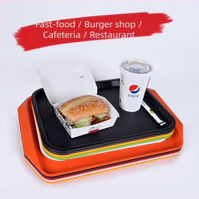 Tavă de servire din plastic, dreptunghiulară, pentru restaurante – mare, cu suprafață antiderapantă