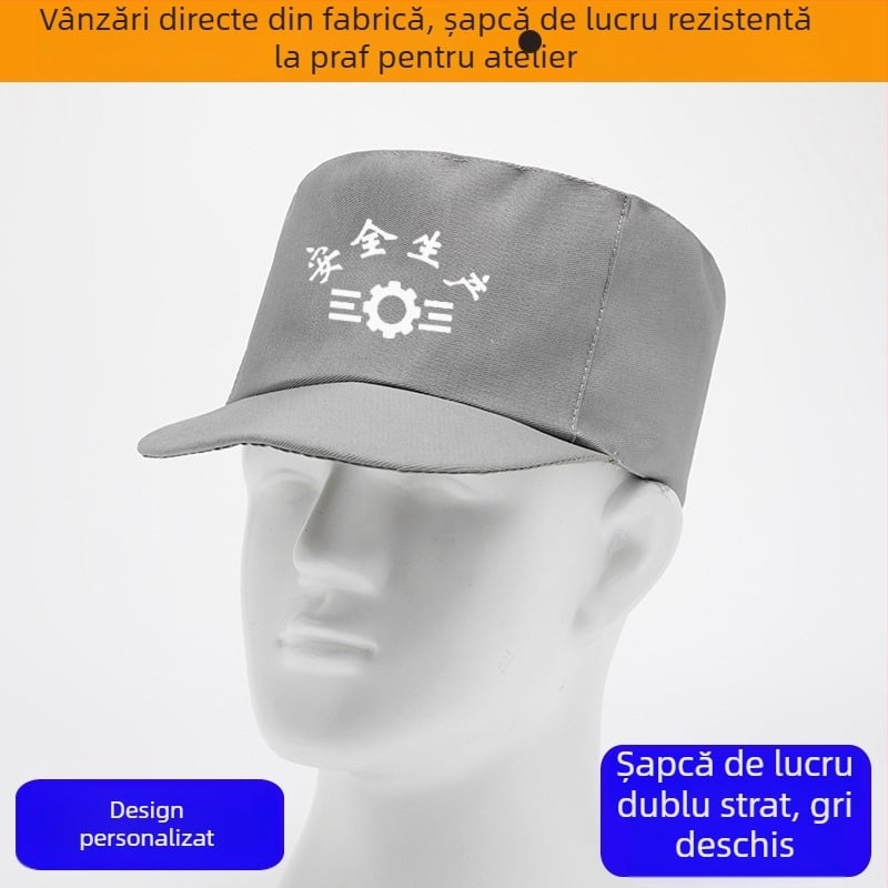 Șapcă plată din denim, șapcă de lucru cu două straturi, unisex, mică șapcă rotundă cu logo imprimat, protecție împotriva prafului și îngrijire a părului