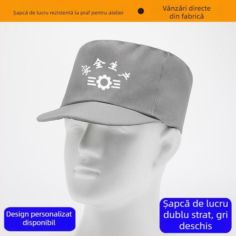 Șapcă plată din denim, șapcă de lucru cu două straturi, unisex, mică șapcă rotundă cu logo imprimat, protecție împotriva prafului și îngrijire a părului
