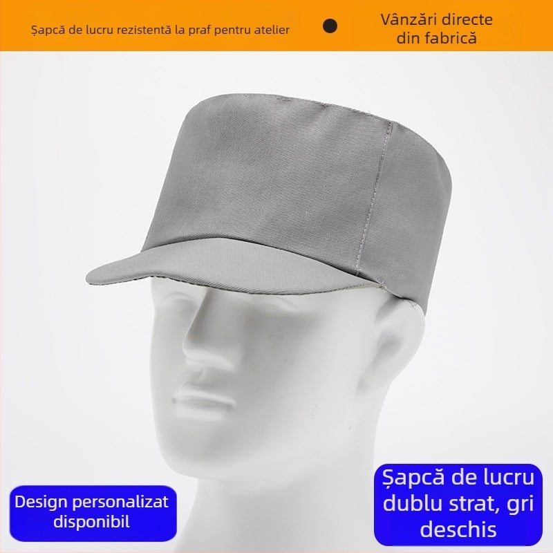 Șapcă plată din denim, șapcă de lucru cu două straturi, unisex, mică șapcă rotundă cu logo imprimat, protecție împotriva prafului și îngrijire a părului