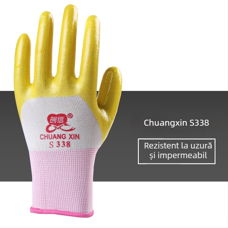 Mănuși de lucru - rezistente la abraziune, durabile, impermeabile, rezistente la ulei, anti-înțepare (Lungime 23 cm; Greutate 84 g; Rezistență la ulei)