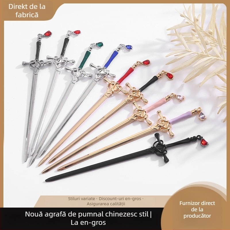 Ac de păr din aliaj — Design minimalist și geometric, finisaj electroplating, ambalaj separat, accesorii pentru cap