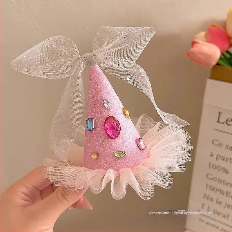 Clips de păr pentru ziua de naștere — plastic, fabricare manuală, stil coreean, clemă superioară, drăguț și proaspăt