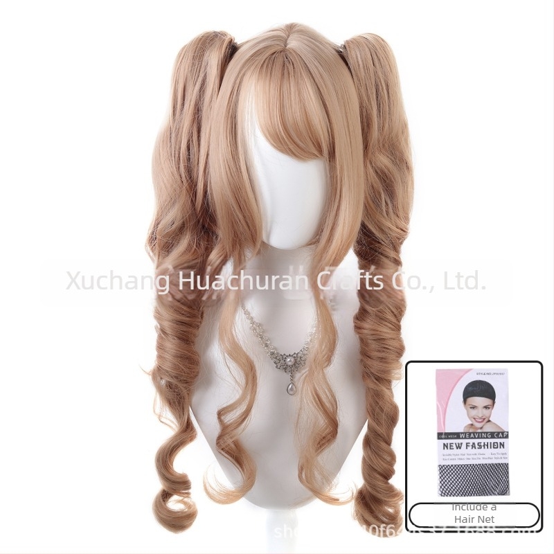 Perucă pentru femei, păr lung, bucle, două cozi Lolita, model DM840, fibre rezistente la temperatură, nu se poate vopsi