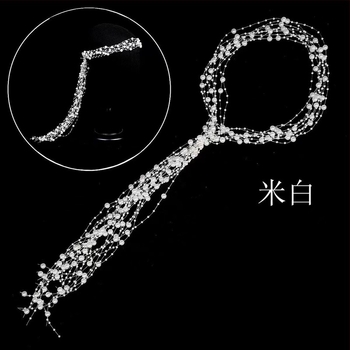 Bandă pentru păr cu perle, handmade, stil chinezesc, tricotată manual, vara 2025