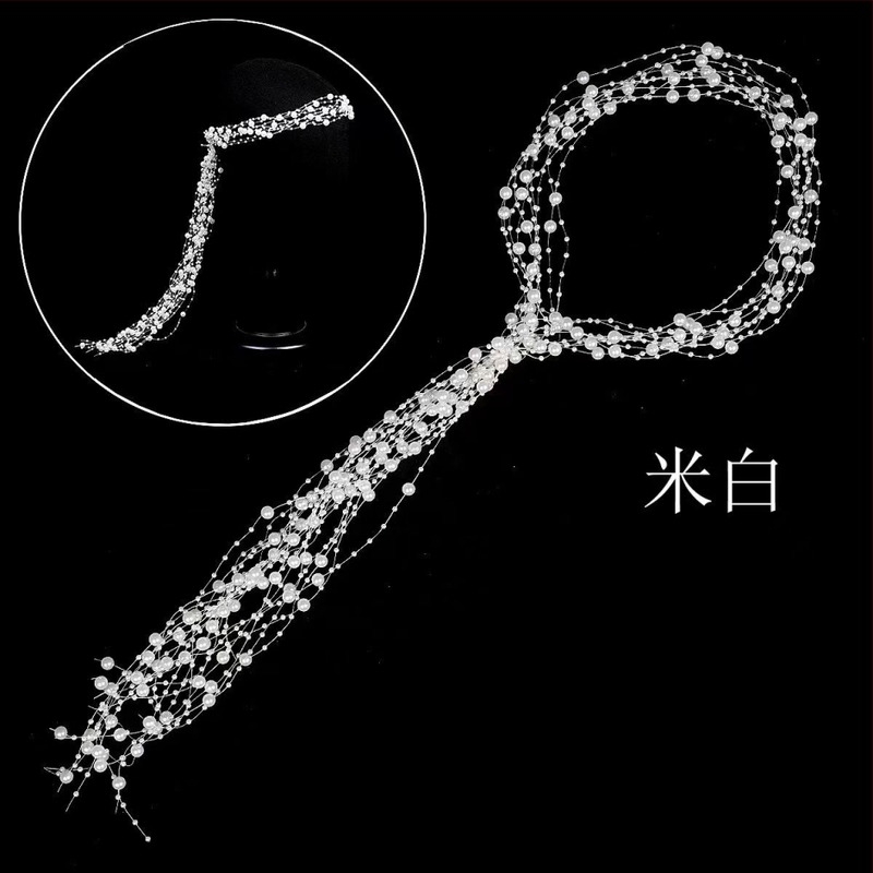 Bandă pentru păr cu perle, handmade, stil chinezesc, tricotată manual, vara 2025