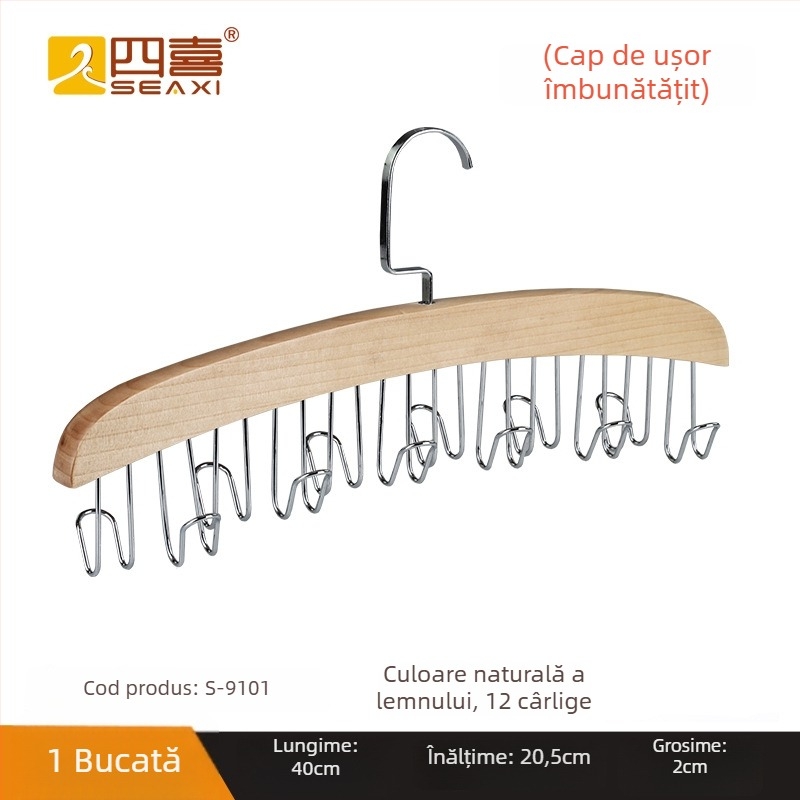 Suport din lemn pentru curele, multifuncțional pentru cravate și eșarfe, stil modern minimalist, pentru uz casnic, cu cârlige din metal