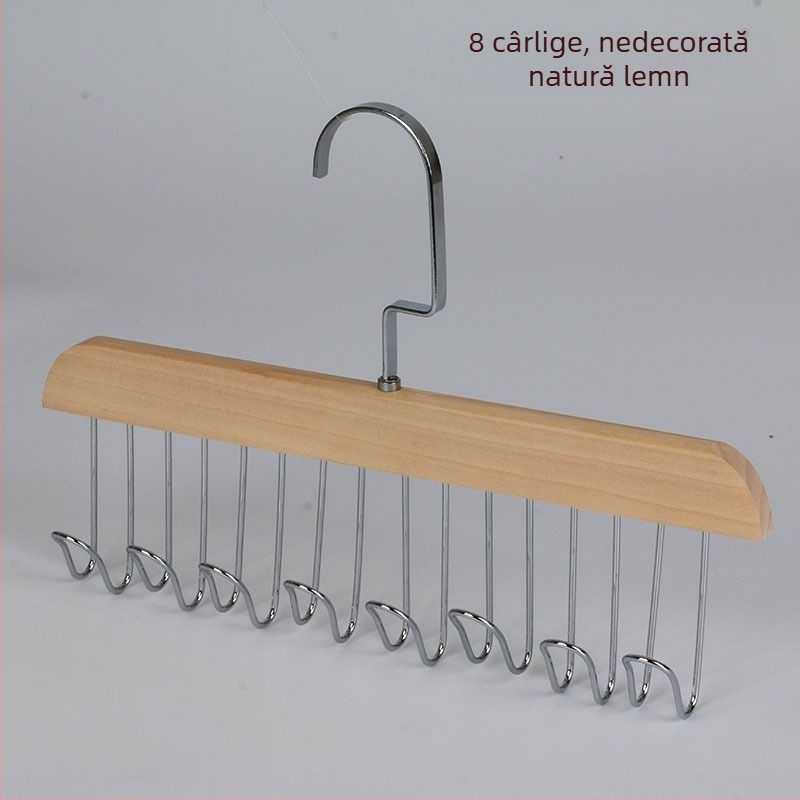 Suport din lemn pentru curele, multifuncțional pentru cravate și eșarfe, stil modern minimalist, pentru uz casnic, cu cârlige din metal