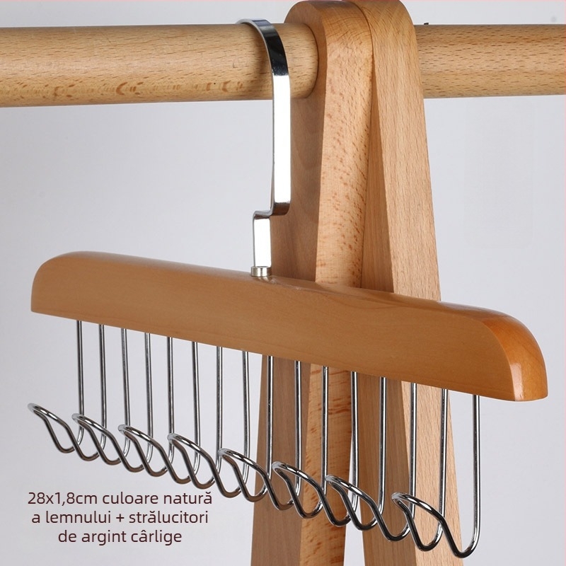 Suport din lemn pentru curele, multifuncțional pentru cravate și eșarfe, stil modern minimalist, pentru uz casnic, cu cârlige din metal