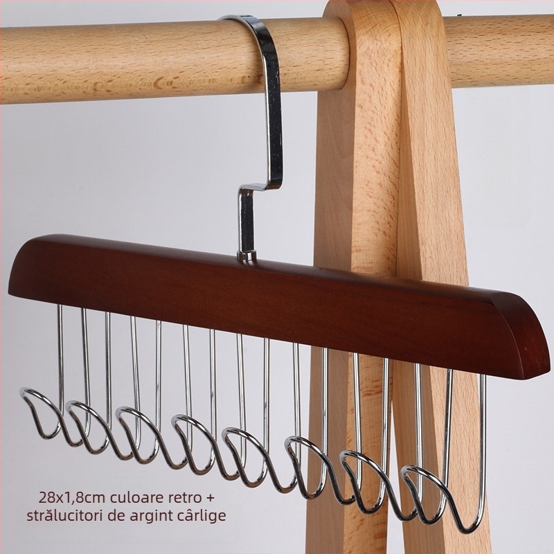 Suport din lemn pentru curele, multifuncțional pentru cravate și eșarfe, stil modern minimalist, pentru uz casnic, cu cârlige din metal