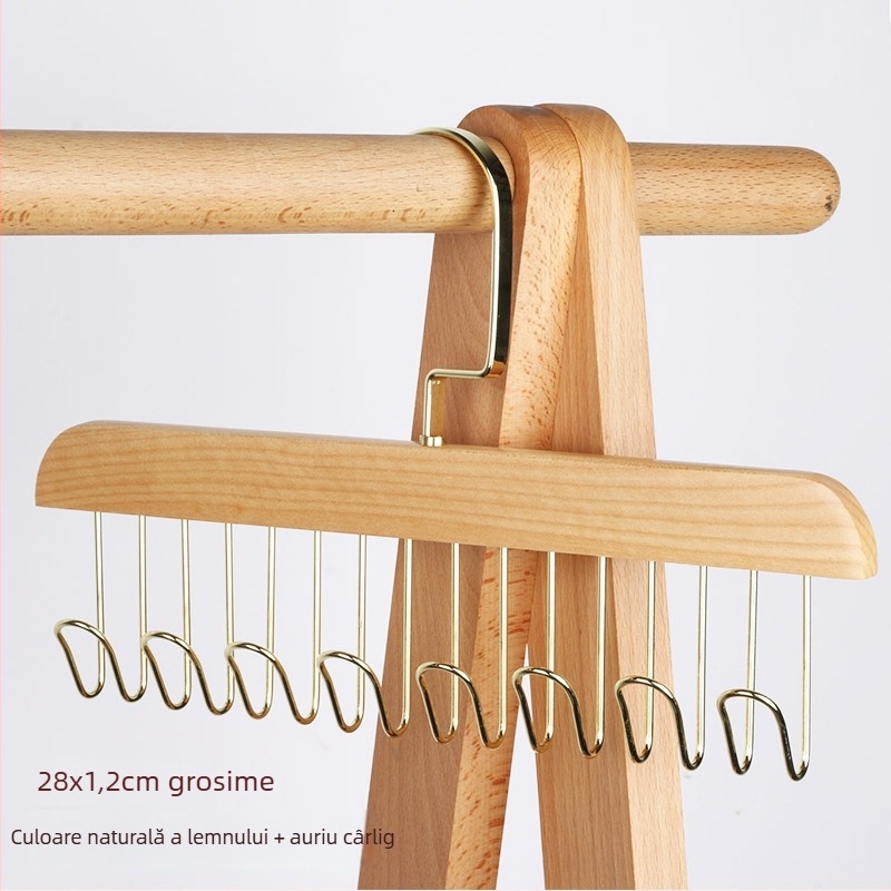 Suport din lemn pentru curele, multifuncțional pentru cravate și eșarfe, stil modern minimalist, pentru uz casnic, cu cârlige din metal