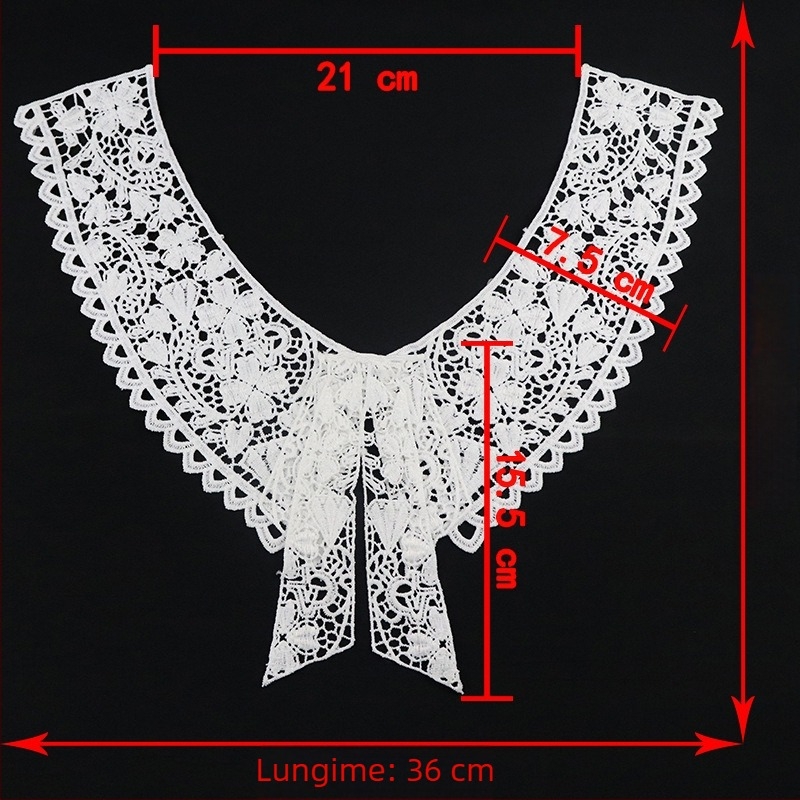 Dantelă de guler din mătase de lapte — broderie dizolvabilă în apă DIY, accesorii pentru hainele femeilor și rochii de mireasă