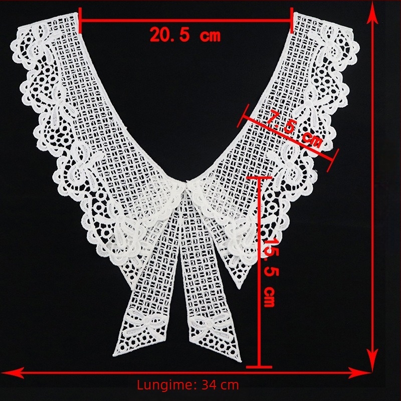 Dantelă de guler din mătase de lapte — broderie dizolvabilă în apă DIY, accesorii pentru hainele femeilor și rochii de mireasă