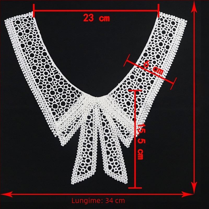 Dantelă de guler din mătase de lapte — broderie dizolvabilă în apă DIY, accesorii pentru hainele femeilor și rochii de mireasă