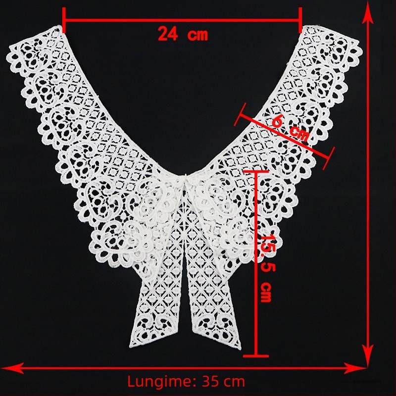 Dantelă de guler din mătase de lapte — broderie dizolvabilă în apă DIY, accesorii pentru hainele femeilor și rochii de mireasă