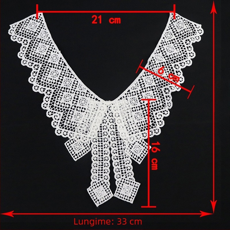 Dantelă de guler din mătase de lapte — broderie dizolvabilă în apă DIY, accesorii pentru hainele femeilor și rochii de mireasă