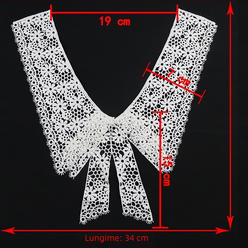 Dantelă de guler din mătase de lapte — broderie dizolvabilă în apă DIY, accesorii pentru hainele femeilor și rochii de mireasă