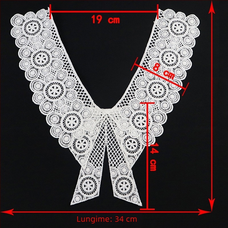 Dantelă de guler din mătase de lapte — broderie dizolvabilă în apă DIY, accesorii pentru hainele femeilor și rochii de mireasă