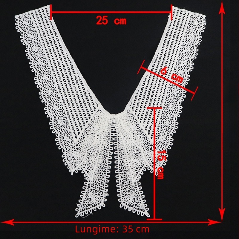 Dantelă de guler din mătase de lapte — broderie dizolvabilă în apă DIY, accesorii pentru hainele femeilor și rochii de mireasă