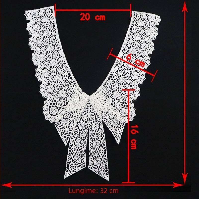 Dantelă de guler din mătase de lapte — broderie dizolvabilă în apă DIY, accesorii pentru hainele femeilor și rochii de mireasă