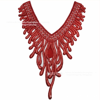 Chuanghao Broderie: Aplicație dizolvabilă în apă pentru guler, formă de coadă de phoenix, pentru îmbrăcăminte feminină