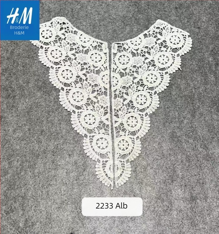 Cardigan din dantelă solubilă în apă, cu guler din plasă, broderie florală, stil coreean