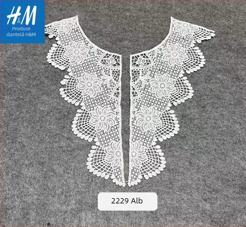 Cardigan din dantelă solubilă în apă, cu guler din plasă, broderie florală, stil coreean