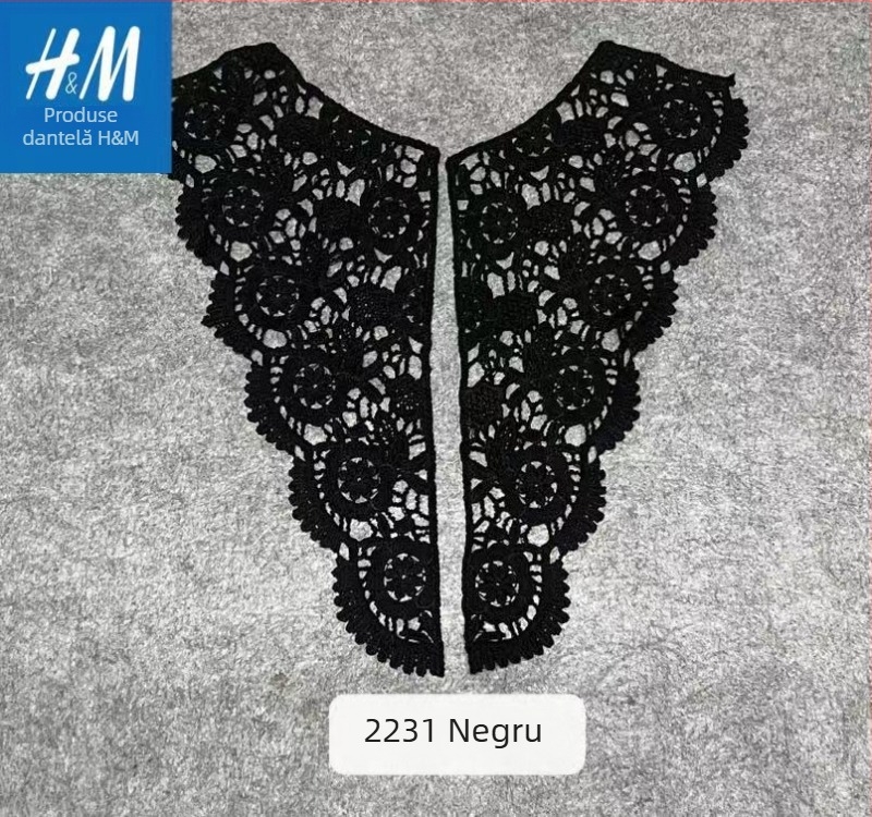 Cardigan din dantelă solubilă în apă, cu guler din plasă, broderie florală, stil coreean