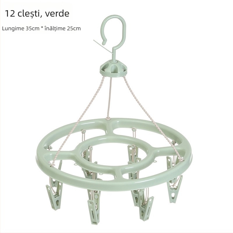 Uscător circular din plastic pentru haine, cu 24 de clipsuri pentru șosete – potrivit pentru umerașe, suporturi pentru pantaloni și suporturi pentru cravate