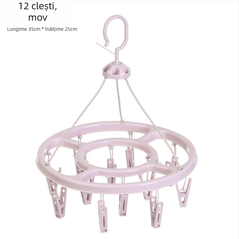 Uscător circular din plastic pentru haine, cu 24 de clipsuri pentru șosete – potrivit pentru umerașe, suporturi pentru pantaloni și suporturi pentru cravate