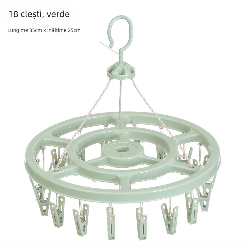 Uscător circular din plastic pentru haine, cu 24 de clipsuri pentru șosete – potrivit pentru umerașe, suporturi pentru pantaloni și suporturi pentru cravate