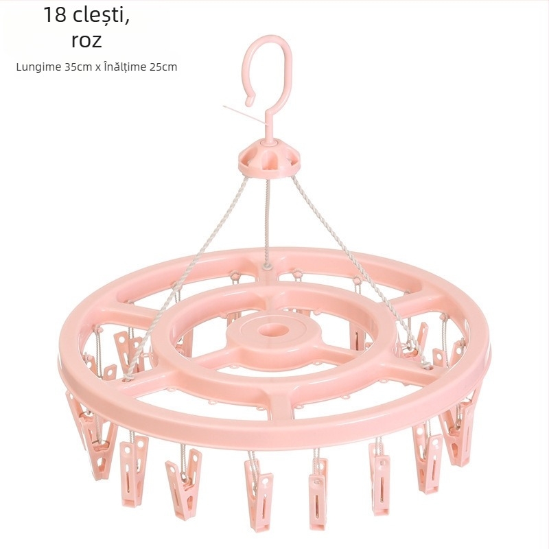Uscător circular din plastic pentru haine, cu 24 de clipsuri pentru șosete – potrivit pentru umerașe, suporturi pentru pantaloni și suporturi pentru cravate