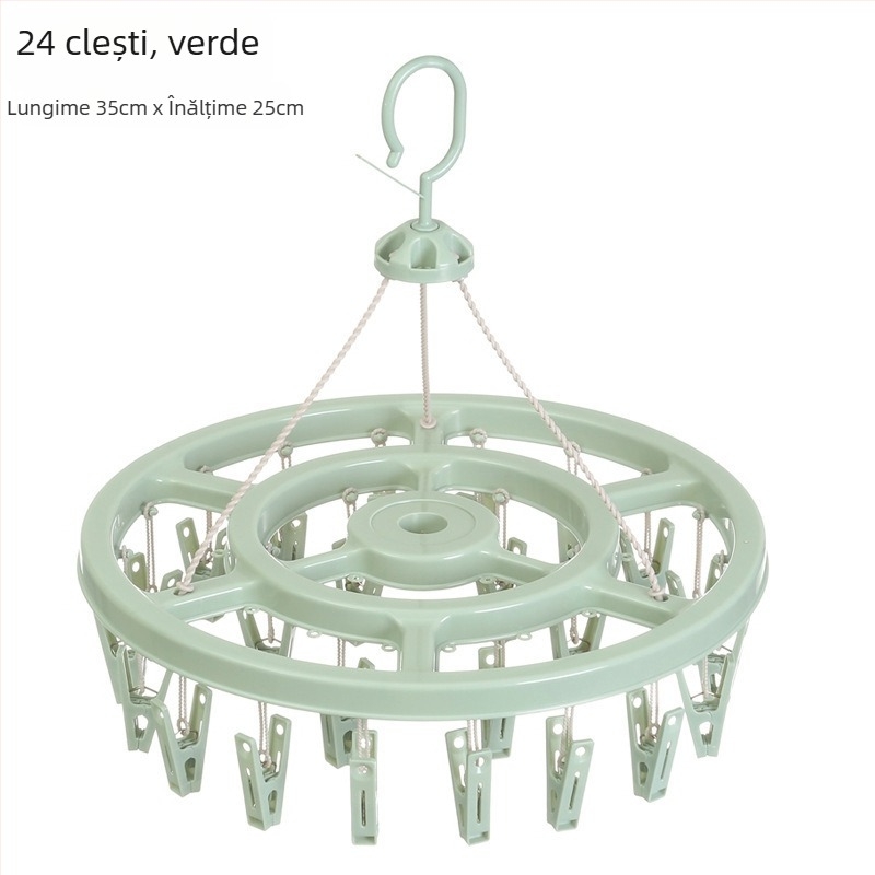 Uscător circular din plastic pentru haine, cu 24 de clipsuri pentru șosete – potrivit pentru umerașe, suporturi pentru pantaloni și suporturi pentru cravate