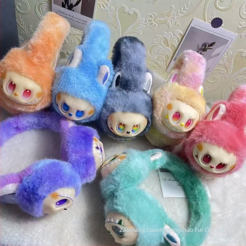 Protecții pentru urechi pentru copii, model în blocuri de culori, rezistente la vânt, calde pentru iarnă