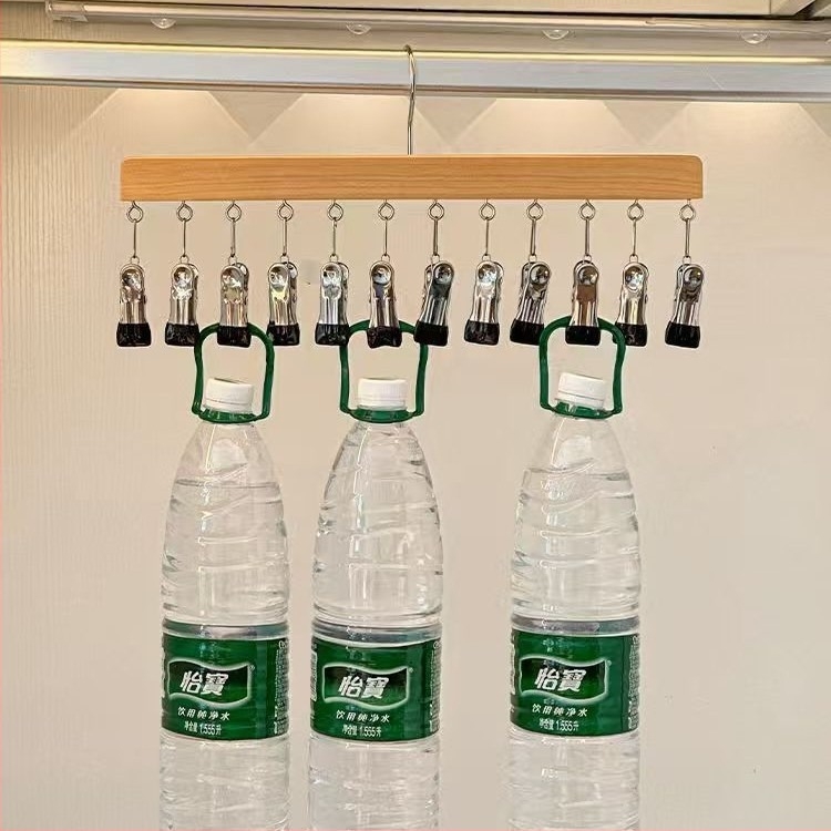 Cleme de depozitare din lemn – 10 sau 12 cleme, pentru lenjerie, șosete și haine, design minimalist modern