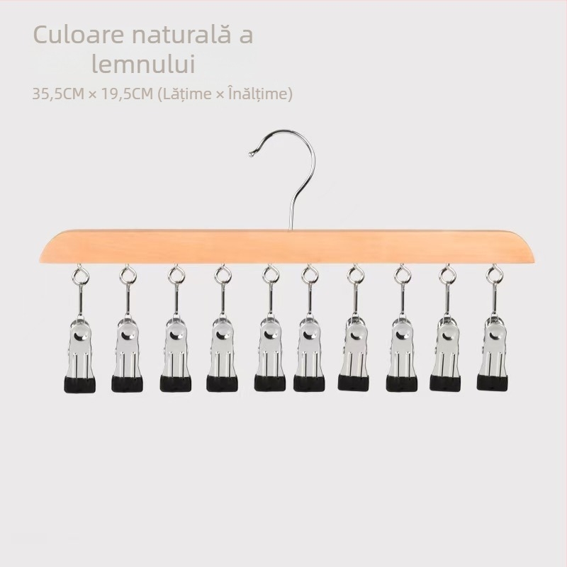 Cleme de depozitare din lemn – 10 sau 12 cleme, pentru lenjerie, șosete și haine, design minimalist modern