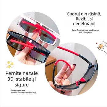 Ochelari de soare pentru copii, polarizați, pentru sport și ciclism, protecție UV400, rezistenți la vânt, ramă full‑frame, lentile poligonale