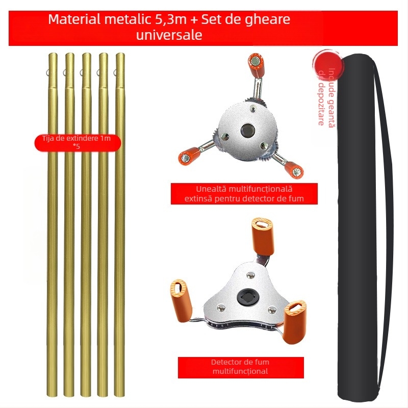 Hudun instrument de demontare din aliaj de aluminiu pentru senzori de fum și temperatură; set de 6 piese; compatibil cu diferite mărci de senzori de fum și temperatură; unelte de demontare