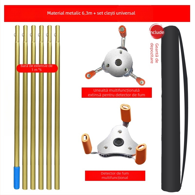 Hudun instrument de demontare din aliaj de aluminiu pentru senzori de fum și temperatură; set de 6 piese; compatibil cu diferite mărci de senzori de fum și temperatură; unelte de demontare