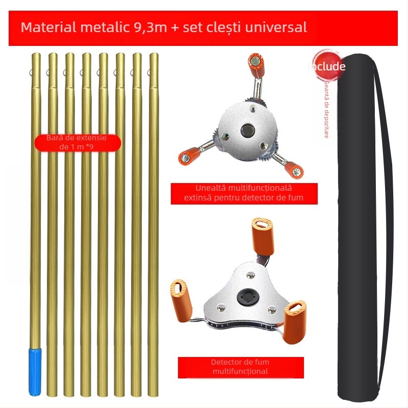 Hudun instrument de demontare din aliaj de aluminiu pentru senzori de fum și temperatură; set de 6 piese; compatibil cu diferite mărci de senzori de fum și temperatură; unelte de demontare